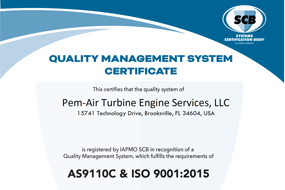 Pem-Air Achieves AS9110C & ISO 9001:2015 Certification